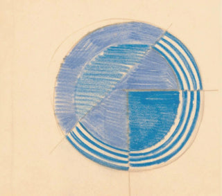 Winold Reiss - Miscellaneous small sketches for inlaid table tops Design with blue circular motif.webp