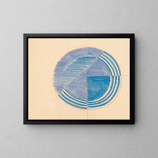 Winold Reiss - Miscellaneous small sketches for inlaid table tops Design with blue circular motif.webp