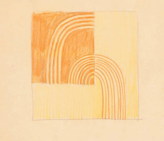 Winold Reiss - Miscellaneous small sketches for inlaid table tops Design with orange and yellow geometric motif.webp