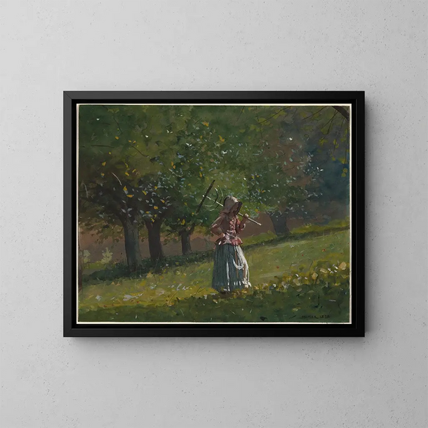 Mädchen mit Heugabel - Winslow Homer — gerahmtes Bild an der Wand