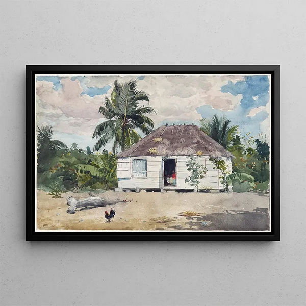 Hütte der Eingeborenen in Nassau - Winslow Homer — gerahmtes Bild an der Wand