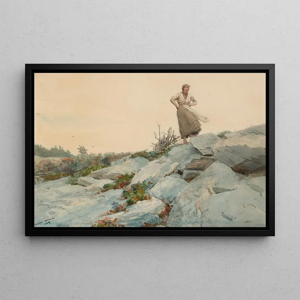 Die Scheiterhaufen-Sammlerin - Winslow Homer — gerahmtes Bild an der Wand