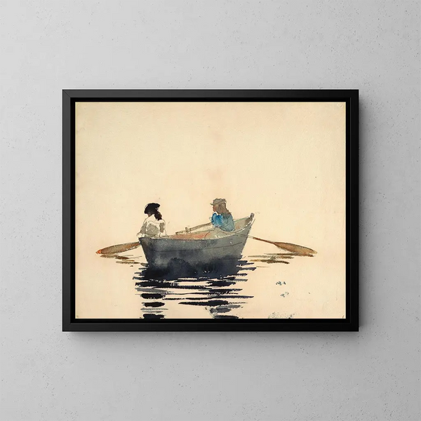 Zwei Mädchen in einem Boot - Winslow Homer — gerahmtes Bild an der Wand