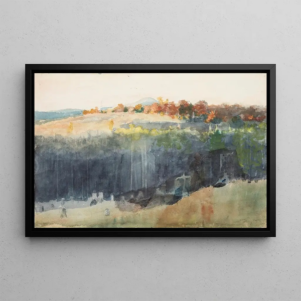 Tal- und Hügel - Winslow Homer — gerahmtes Bild an der Wand