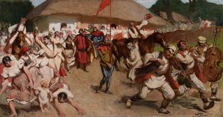 Wodzimierz Tetmajer - Folk scene king among peasants.webp