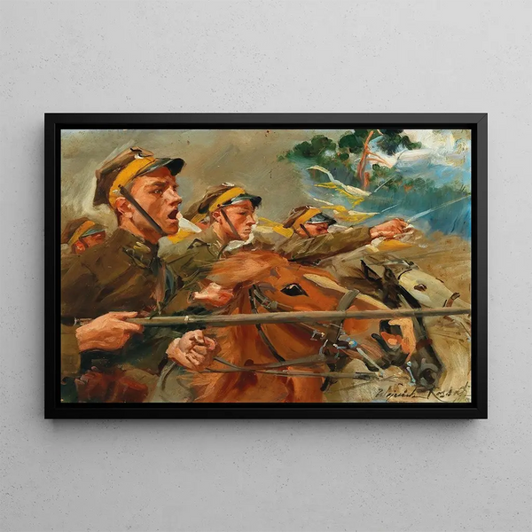 Angriff - Wojciech Kossak — gerahmtes Bild an der Wand