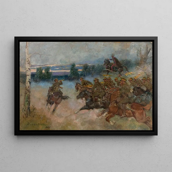 Charge de cavalerie - Wojciech Kossak — gerahmtes Bild an der Wand