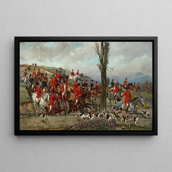 Jagd im Kaiserlichen Hof in Gödöllő - Wojciech Kossak — gerahmtes Bild an der Wand