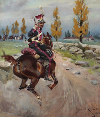 Wojciech Kossak - Light cavalryman on reconnaissance.webp