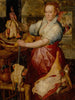 Eine Köchin bereitet Fleisch mit Christus im Haus von Maria und Martha vor - Atelier von Joachim Beuckelaer — Ansicht des Kunstwerks