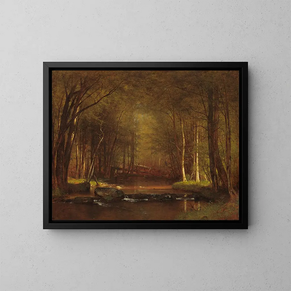 Bach mit Forellen in den Catskills - Worthington Whittredge — gerahmtes Bild an der Wand