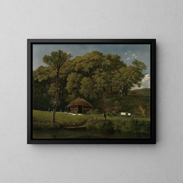 eines Scheunengebäudes am Bachufer in Gelderland - Wouter Johannes van Troostwijk — gerahmtes Bild an der Wand