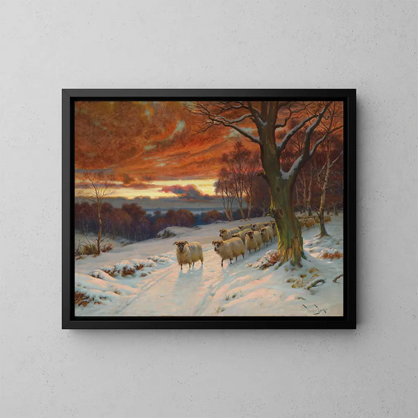 Eine Winternacht - Wright Barker — gerahmtes Bild an der Wand