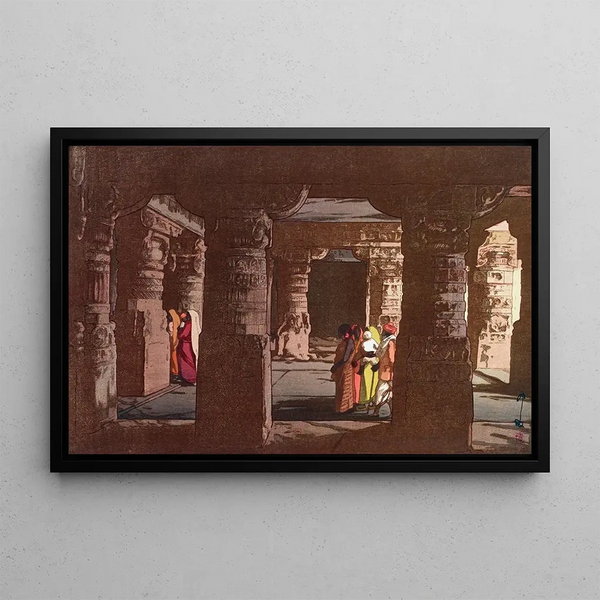 Dritter Tempel-Höhlenkomplex in Ellora - Yoshida Hiroshi — gerahmtes Bild an der Wand
