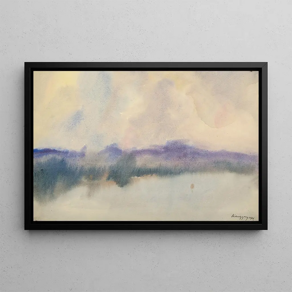 Nebel auf einem Teich mit Fischen - Zolo Palugyay — gerahmtes Bild an der Wand