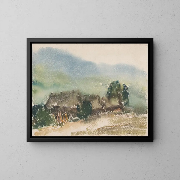Motiv mit Dorfschäfchen - Zolo Palugyay — gerahmtes Bild an der Wand