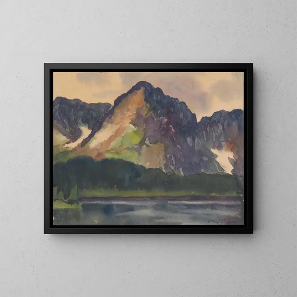 Hügel mit Felsen über dem Fluss - Zolo Palugyay — gerahmtes Bild an der Wand