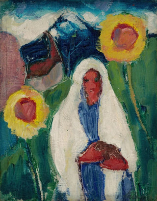Zolo Palugyay - Sketch of a Woman among Sunflowers.webp