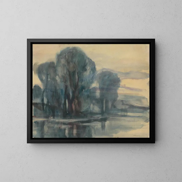 Bäume am Wasserufer - Zolo Palugyay — gerahmtes Bild an der Wand