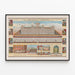 Detailliertes architektonisches Poster des Salomon-Tempels — gerahmtes Bild an der Wand