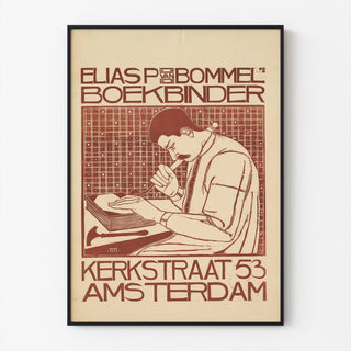 Jugendstil-Poster – Elias van Bommel – Theo Molkenboer, in einem schmalen Rahmen an einer hellen Wand präsentiert.