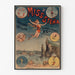 Vintage-Zirkusplakat Miss Stena, Absalons Abfahrt, in einem dünnen Rahmen an einer hellen Wand.