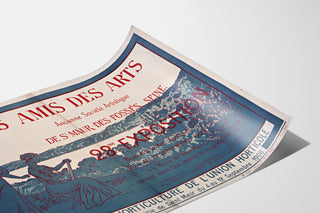 Plakat Les Amis des Arts — Saint-Maur-des-Fossés, auf leicht gewölbtem Papier in Perspektive präsentiert.