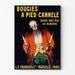 Vintage-Werbeplakat "Bougies Fournier", in einem schmalen Rahmen an einer hellen Wand.