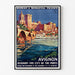 Vintage-Reiseplakat – Avignon, Roman & Mediaeval France, in einem dünnen Rahmen an einer hellen Wand.