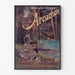 Vintage-Plakat Arcachon, Winterkurort, in einem schmalen Rahmen an einer hellen Wand.