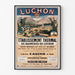 Vintage-Plakat Bagnères-de-Luchon, Kurwesen, in einem schmalen Rahmen an einer hellen Wand.