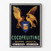 Vintage-Plakat „Cocofruitine, pflanzliche Butter“ in einem schlanken Rahmen an einer hellen Wand.