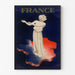 Vintage-Poster Frankreich, Pariser Ausstellung 1937, in einem schmalen Rahmen an einer hellen Wand.