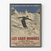 Vintage-Poster Les Eaux-Bonnes, Wintersport, in einem dünnen Rahmen an einer hellen Wand.