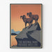 Vintage-Plakat National Parks Preserve Wild Life, in einem schmalen Rahmen an einer hellen Wand präsentiert.
