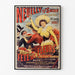 Vintage-Plakat Neuilly, Blumenfest, 1890, in einem dünnen Rahmen an einer hellen Wand.