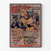 Vintage-Plakat Neuilly, Blumenfest, 1894, in einem dünnen Rahmen an einer hellen Wand.