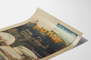 Vintage-Plakat Royan, Grand Casino municipal, auf gebogener Fläche in Perspektive gezeigt.