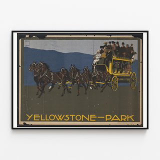 Yellowstone-Park-Plakat, in einem schmalen Rahmen an einer hellen Wand.