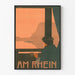 Art Déco Poster am Rhein für Vintage-Wanddekoration