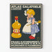 Vintage-Poster Atlas-Salatoele - kindliches Design und stilisierte Flasche