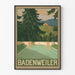 Vintage-Dekorationsposter Badenweiler mit Schwimmbad und Waldlandschaft