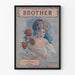 Vintage-Dekorationsposter „Brother“ mit weiblichem Porträt und roten Rosen