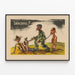 Vintage satirisches Poster: Militärkarikatur und Dominationsszene — gerahmtes Bild an der Wand