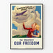 Vintage-Poster mit patriotischem Motiv „Daddy Helps Build Them“ zum Schutz der Freiheit