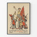 Vintage-Poster zur wirtschaftlichen Unterstützung Volksherstel mit mittelalterlichen Figuren
