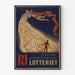 Vintage-Norwegischer Lotteriereposter – Wer kann alles zwischen Himmel und Erde gewinnen