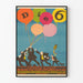 Vintage-Poster Die 6 mit bunten Ballons und alten Figuren