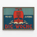 Vintage-Poster Die Woche am roten Segelboot — gerahmtes Bild an der Wand