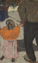 Kinderbild mit rotem Schal - Édouard Vuillard — gerahmtes Bild an der Wand